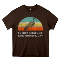Chocolate Brown funny i just really like turkeys thanksgiving Heavy Core Tee - linhVisuals