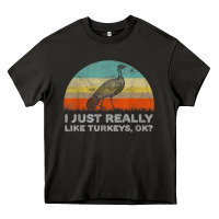 Funny I Just Really Like Turkeys Thanksgiving Heavy Core Tee | Teevron