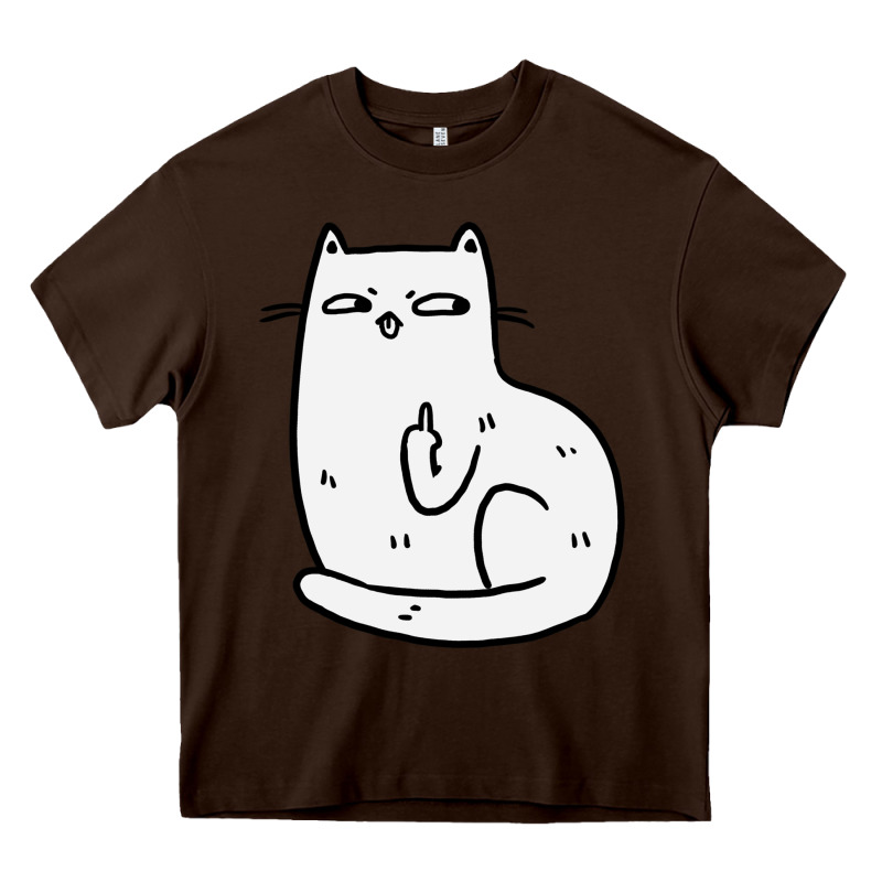 Cat Giving The Finger Heavy Core Tee by linhVisuals | Teevron