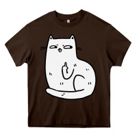 Chocolate Brown cat giving the finger Heavy Core Tee - linhVisuals