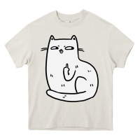 Cream cat giving the finger Heavy Core Tee - linhVisuals