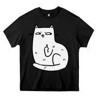 Black cat giving the finger Heavy Core Tee - linhVisuals