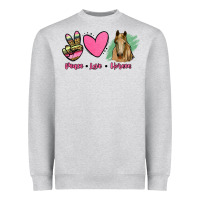 Heather Grey peace love horses Heavyweight Sweatshirt - RanaPortraitStore