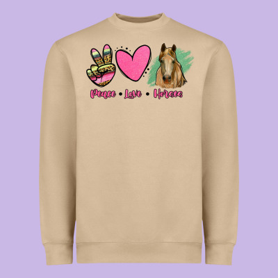 Peace Love Horses Heavyweight Sweatshirt Designed By Ranaportraitstore