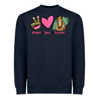 Navy peace love horses Heavyweight Sweatshirt - RanaPortraitStore