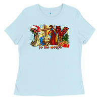 Baby Blue Joy To The World Ladies Tee - CowhideDigitalArt