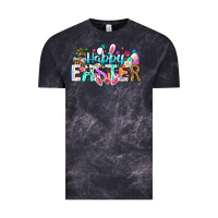 Cloud Black Happy Easter Bunny Vintage Tee - CowhideDigitalArt