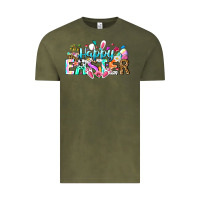 Vintage Olive Happy Easter Bunny Vintage Tee - CowhideDigitalArt