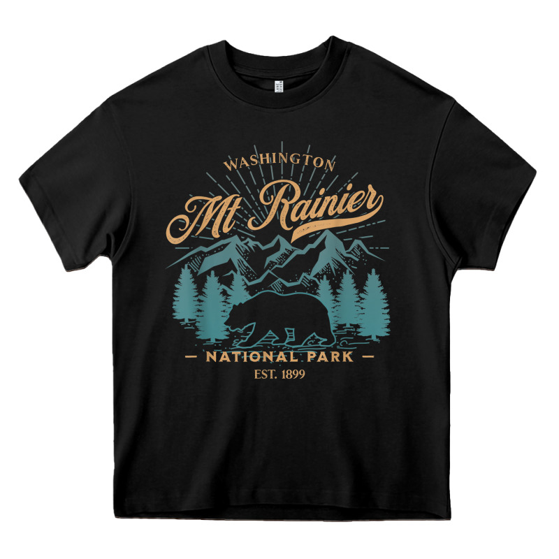 Mount Rainier National Park Washington Usa Vacation Hiking Heavy Core Tee by linhVisuals | Teevron