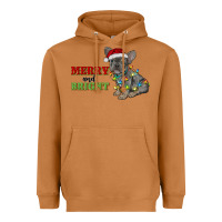 Merry And Bright French Bulldog Heavyweight Hoodie | Teevron