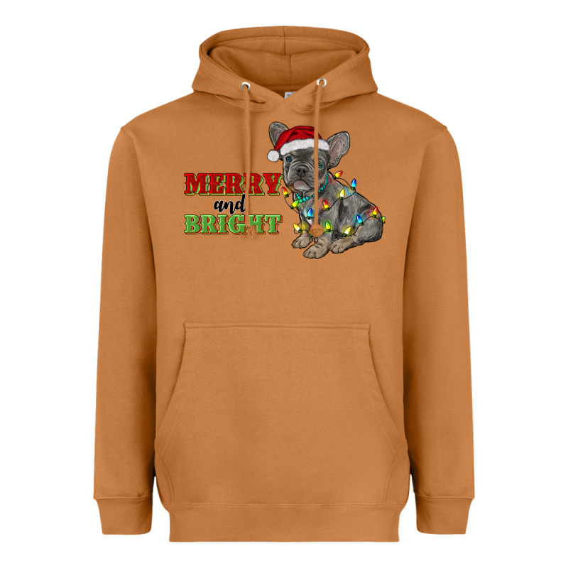 Merry And Bright French Bulldog Heavyweight Hoodie by RanaPortraitStore | Teevron