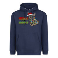 Navy merry and bright french bulldog Heavyweight Hoodie - RanaPortraitStore