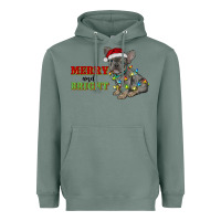 Sage merry and bright french bulldog Heavyweight Hoodie - RanaPortraitStore