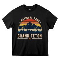 Black national park grand teton vintage retro hiking Heavy Core Tee - linhVisuals