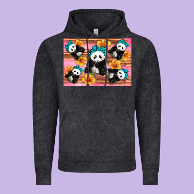 Baby Panda Flowers Vintage Hoodie Designed By Artiststas
