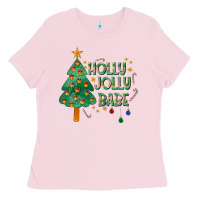 Bubblegum Pink Jolly Jolly Babe Ladies Tee - CowhideDigitalArt