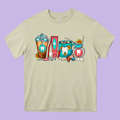 Dentist Coffee Cups Heavy Core Tee Designed By Fadigitalartstudio