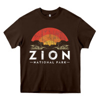 Chocolate Brown retro zion national park us vintage utah adventure hiking Heavy Core Tee - linhVisuals