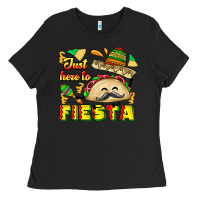 Black Just Here To Fiesta Ladies Tee - CowhideDigitalArt