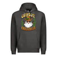 Charcoal Heather cowboy christmas santa Premium Hoodie - BarkalooDesign