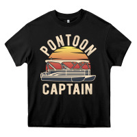 Black retro pontoon captain of the boat funny river cruising gift for pontoo Heavy Core Tee - linhVisuals