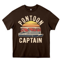 Chocolate Brown retro pontoon captain of the boat funny river cruising gift for pontoo Heavy Core Tee - linhVisuals