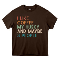 Chocolate Brown siberian husky dog i like coffee my husky and maybe 3 people vintage d Heavy Core Tee - linhVisuals