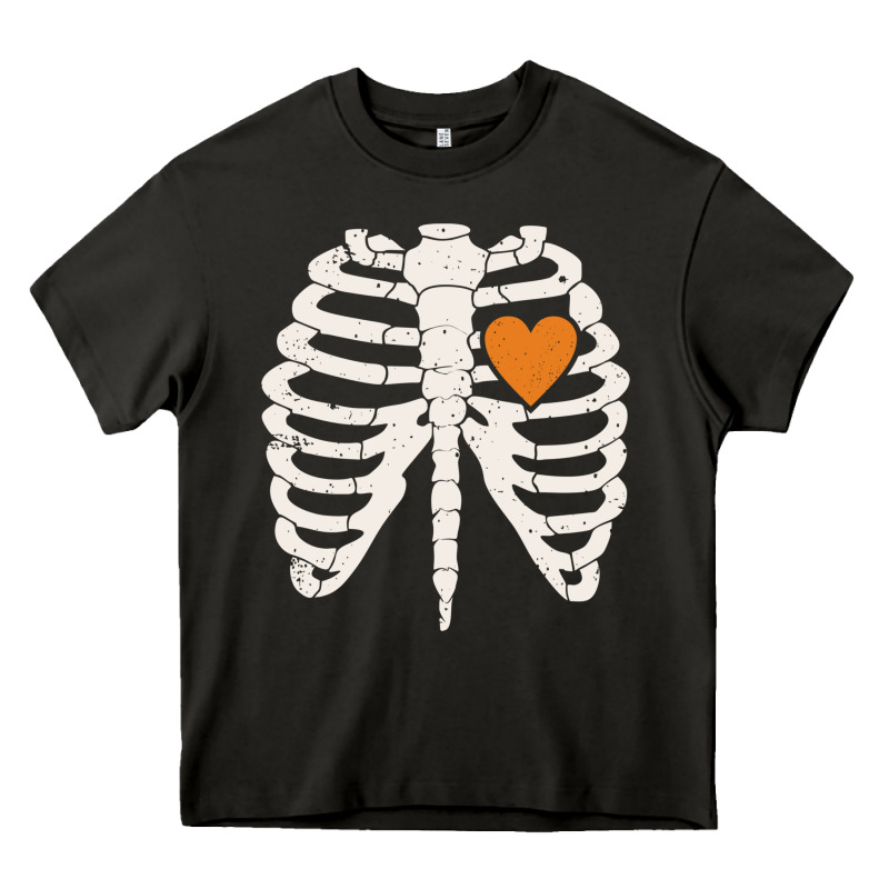Skeleton Rib Case Orange Pumpkin Heart Vintage Halloween Anatomy Costu Heavy Core Tee by linhVisuals | Teevron