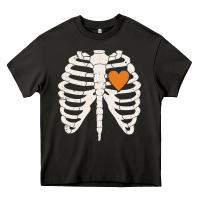 Asphalt skeleton rib case orange pumpkin heart vintage halloween anatomy costu Heavy Core Tee - linhVisuals