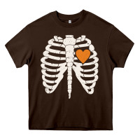 Chocolate Brown skeleton rib case orange pumpkin heart vintage halloween anatomy costu Heavy Core Tee - linhVisuals