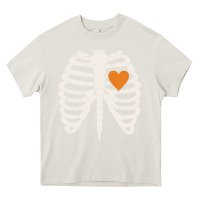 Cream skeleton rib case orange pumpkin heart vintage halloween anatomy costu Heavy Core Tee - linhVisuals