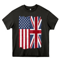 Asphalt united states with united kingdom flag mix us and uk union jack Heavy Core Tee - linhVisuals