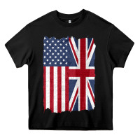 United States With United Kingdom Flag Mix Us And Uk Union Jack Heavy Core Tee | Teevron