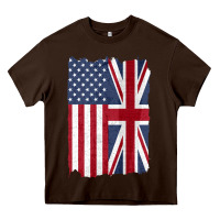 Chocolate Brown united states with united kingdom flag mix us and uk union jack Heavy Core Tee - linhVisuals