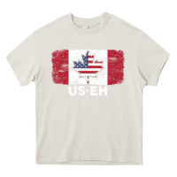 Cream us eh american canadian flag canada day leaf with usa flag inside Heavy Core Tee - linhVisuals
