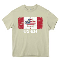 Mossy us eh american canadian flag canada day leaf with usa flag inside Heavy Core Tee - linhVisuals