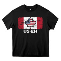 Black us eh american canadian flag canada day leaf with usa flag inside Heavy Core Tee - linhVisuals