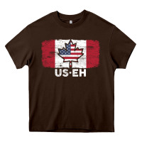 Chocolate Brown us eh american canadian flag canada day leaf with usa flag inside Heavy Core Tee - linhVisuals
