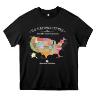 Black us national parks map colorful with all 59 national parks Heavy Core Tee - linhVisuals