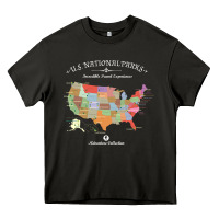 Asphalt us national parks map colorful with all 59 national parks Heavy Core Tee - linhVisuals