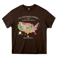 Chocolate Brown us national parks map colorful with all 59 national parks Heavy Core Tee - linhVisuals