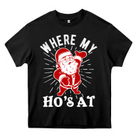 Black where my ho's at funny santa christmas pun naughty xmas humor gift Heavy Core Tee - linhVisuals