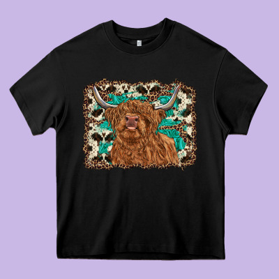 Highland Cow Western Background Heavy Core Tee Designed By Ranaportraitstore