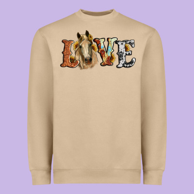 Love Horse Sunflower Heavyweight Sweatshirt Designed By Ranaportraitstore