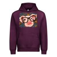 Mauve Wine Fall Autumn Pig Urban Hoodie - RanaPortraitStore