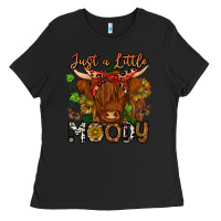 Black Just a Little Moody Ladies Tee - CowhideDigitalArt