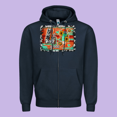 Western Back To School 4th Grade Zipper Hoodie Designed By Jasminsmagicworld
