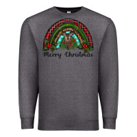 Charcoal Heather reindeer rainbow christmas Premium Sweatshirt - RanaPortraitStore