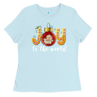 Baby Blue Joy To The World Ladies Tee - CowhideDigitalArt