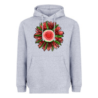 Heather Grey Watermelon Sunflower Heavyweight Hoodie - Jasminsmagicworld